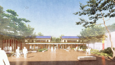 rendering of living village at divinity school