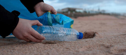 plastic bottle on beach