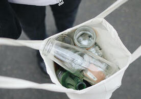 glass bottles in reusable bag