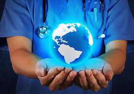 globe in doctors hands